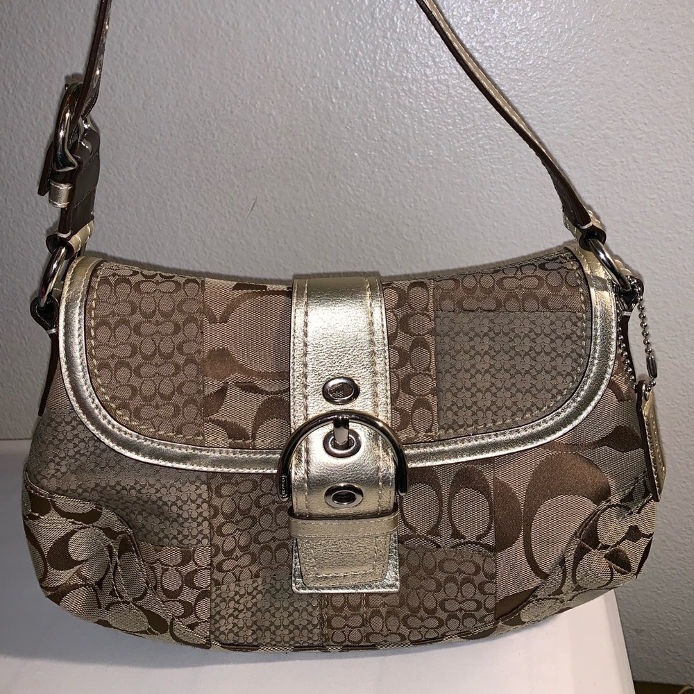 Coach Logo Handbag with Gold Trim